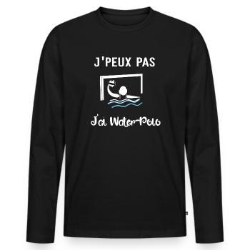 j'peux pas j'ai water polo - T-shirt manches longues Premium bio Homme - noir - Devant - Nico (187cm)
