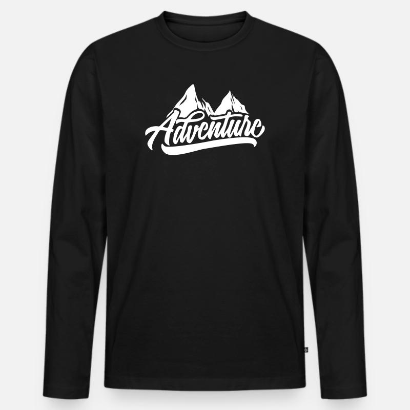 Bergabenteuer Script: Gipfelmotiv - Männer Premium Bio Langarmshirt - Schwarz