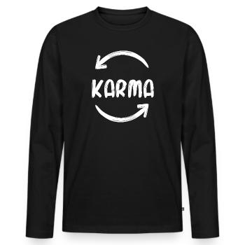 Karma Bouddhisme Hindouisme Namaste Dire drôle - T-shirt manches longues Premium bio Homme - noir - Devant - Nico (187cm)