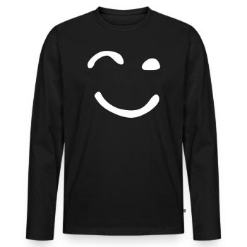 The winking face - Men's Premium Organic Long Sleeve Shirt - black - Front - Nico (187cm)