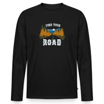 Road Trip - Männer Premium Bio Langarmshirt - Schwarz - Vorne - Nico (187cm)