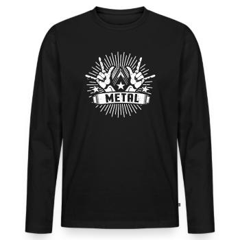 Heavy Metal Musik Rock Headbanger Metall Geschenk - Männer Premium Bio Langarmshirt - Schwarz - Vorne - Nico (187cm)