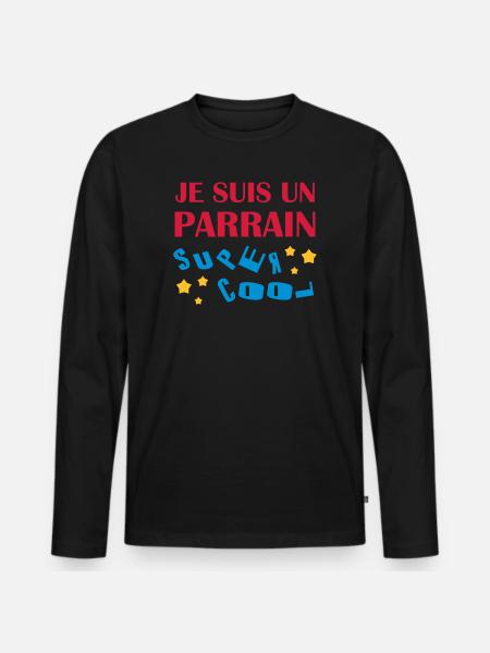 Oncle / Parrain / Tonton / Naissance / Bébé - T-shirt manches longues Premium bio Homme - noir