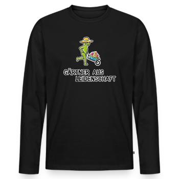 Gärtner aus Leidenschaft - Männer Premium Bio Langarmshirt - Schwarz - Vorne - Nico (187cm)