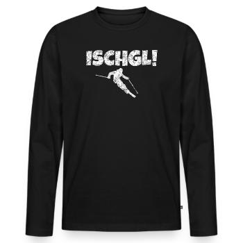 Ischgl skieur (blanc) après-ski neige hiver - T-shirt manches longues Premium bio Homme - noir - Devant - Nico (187cm)