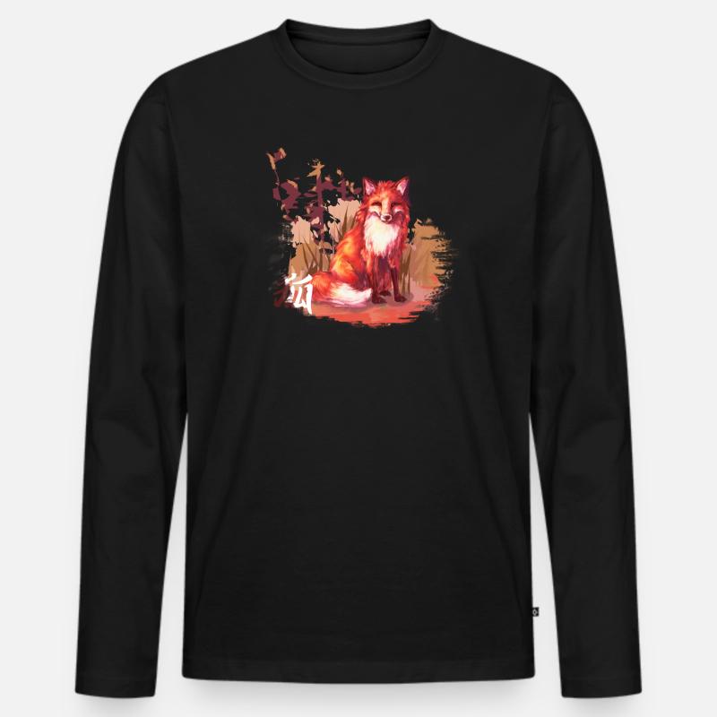 Herbstfuchs new world - Männer Premium Bio Langarmshirt - Schwarz