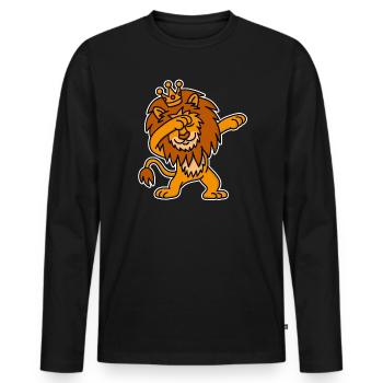 Dabbing Löwe Niederländisch Königstag Krone König - Männer Premium Bio Langarmshirt - Schwarz - Vorne - Nico (187cm)