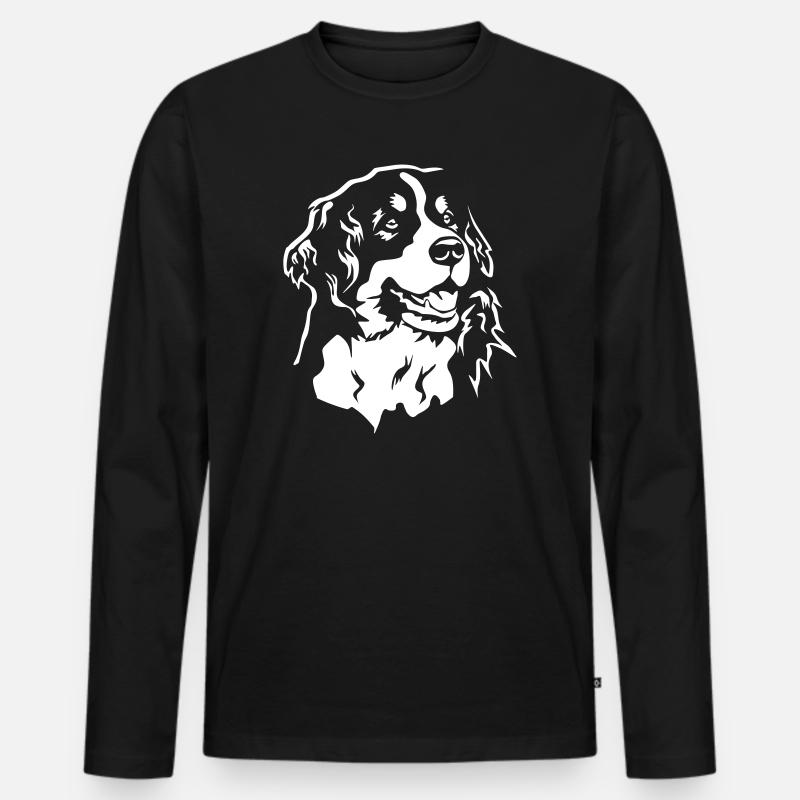 Berner Sennenhund Kopf "Black Edition" - Männer Premium Bio Langarmshirt - Schwarz