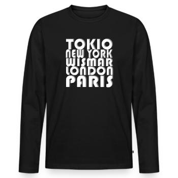 WISMAR METROPOLIS - Men's Premium Organic Long Sleeve Shirt - black - Front - Nico (187cm)
