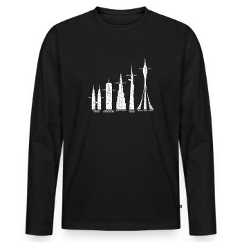 Gratte-ciel gratte-ciel les plus hautes tours du monde - T-shirt manches longues Premium bio Homme - noir - Devant - Nico (187cm)