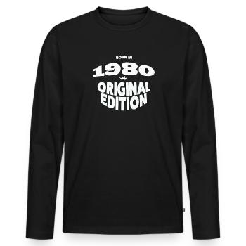 1980 Geburtsjahr - Männer Premium Bio Langarmshirt - Schwarz - Vorne - Nico (187cm)