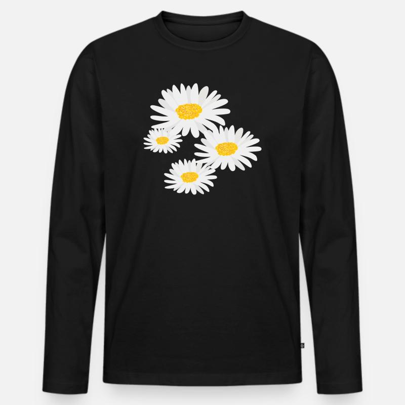 Blume Gänseblümchen - Männer Premium Bio Langarmshirt - Schwarz