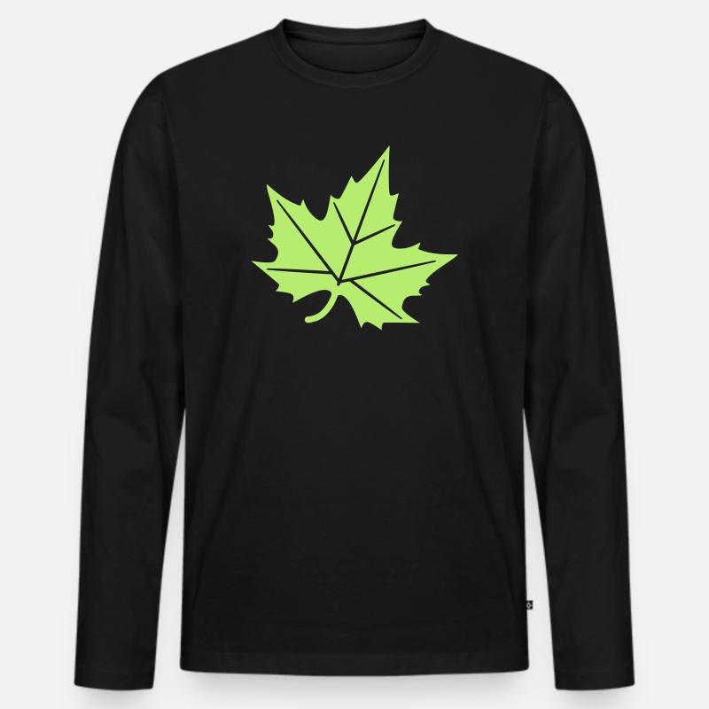 Platane Blatt Design - Männer Premium Bio Langarmshirt - Schwarz