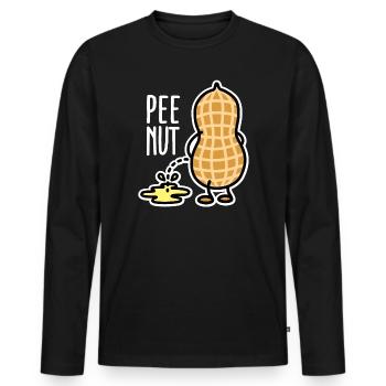 Funny PEE-NUT Nut Peanut Peeing Pun - Men's Premium Organic Long Sleeve Shirt - black - Front - Nico (187cm)