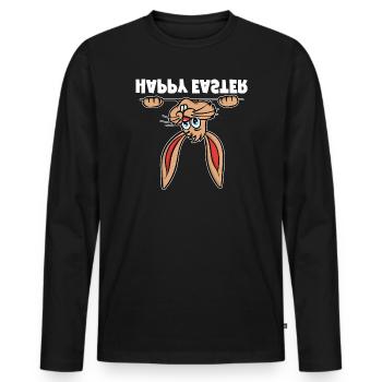 Happy Easter Easter Bunny Easter Bunny Hoppelhase - Men's Premium Organic Long Sleeve Shirt - black - Front - Nico (187cm)