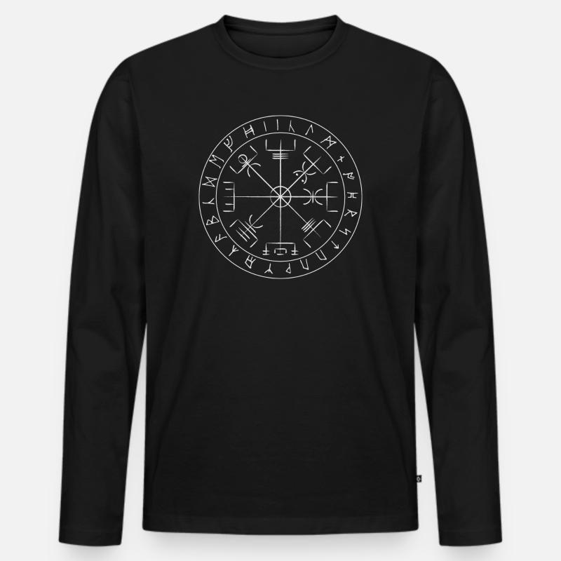Vegvisir Wikinger-Symbol - Männer Premium Bio Langarmshirt - Schwarz