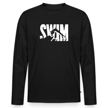 Swimmer - swim - Men's Premium Organic Long Sleeve Shirt - black - Front - Nico (187cm)