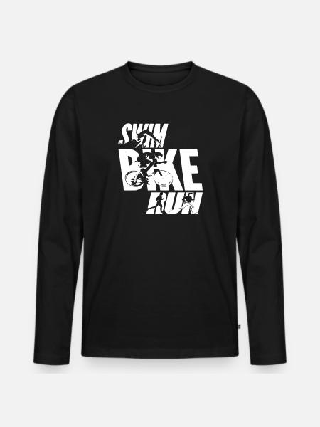 Swim Bike Run - Men's Premium Organic Long Sleeve Shirt - black