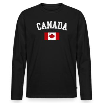 Canada Arc with Maple Flag - Men's Premium Organic Long Sleeve Shirt - black - Front - Nico (187cm)