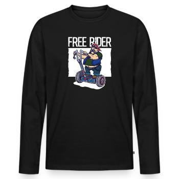 Motos moto liberté indépendance drôle - T-shirt manches longues Premium bio Homme - noir - Devant - Nico (187cm)