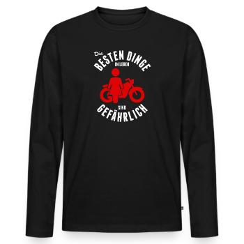 Motorbike motorbikes biker funny humorous sayings - Men's Premium Organic Long Sleeve Shirt - black - Front - Nico (187cm)