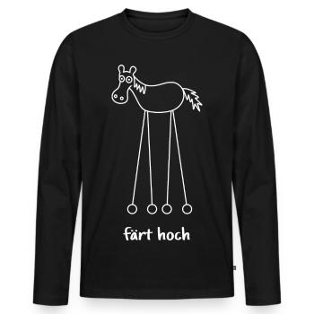 färt hoch, hochfahren, färt, Pferd auf Rädern - Männer Premium Bio Langarmshirt - Schwarz - Vorne - Nico (187cm)
