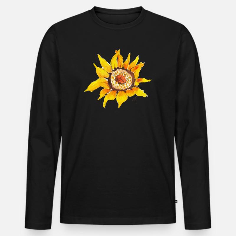 Sonnenblume Blüte - Männer Premium Bio Langarmshirt - Schwarz