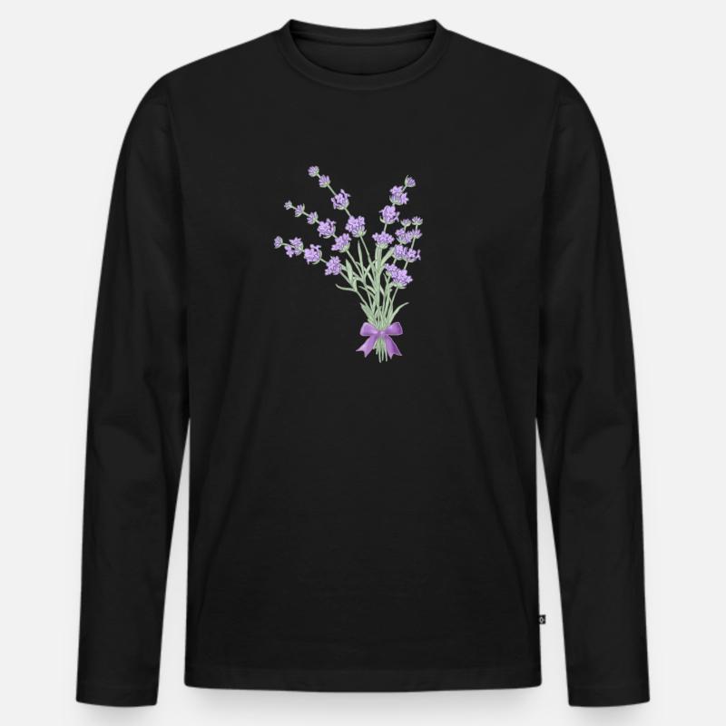 Lavendelstrauss - Männer Premium Bio Langarmshirt - Schwarz