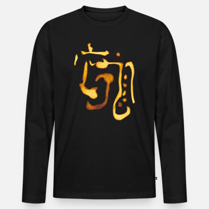Indianer Muster - Männer Premium Bio Langarmshirt - Schwarz