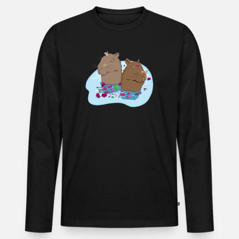 Capybaras verliebt - Männer Premium Bio Langarmshirt - Schwarz