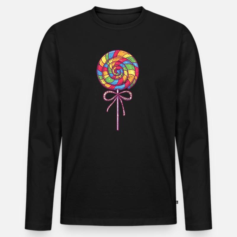 Zuckerstange Lutscher - Männer Premium Bio Langarmshirt - Schwarz