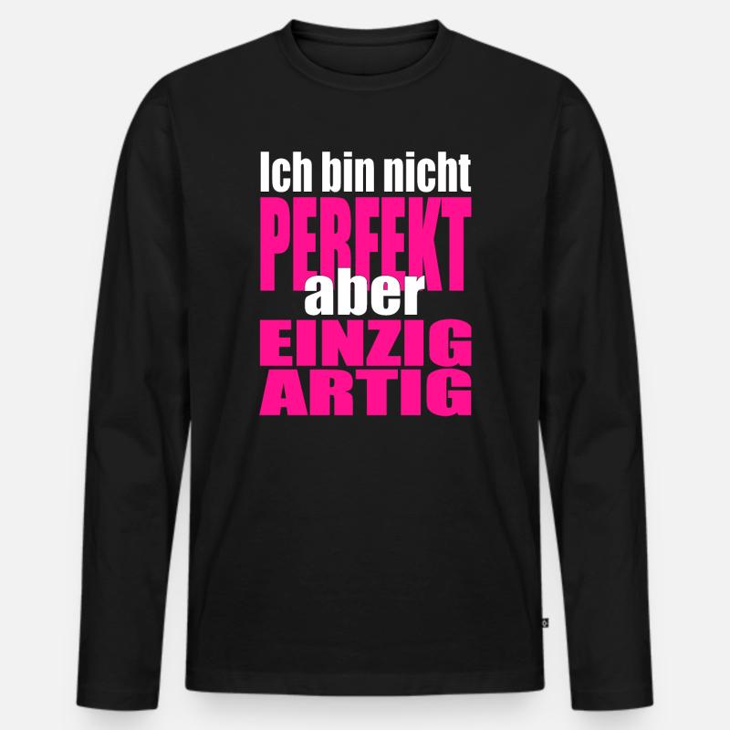 Nicht perfekt, einzigartig in Pink - Männer Premium Bio Langarmshirt - Schwarz