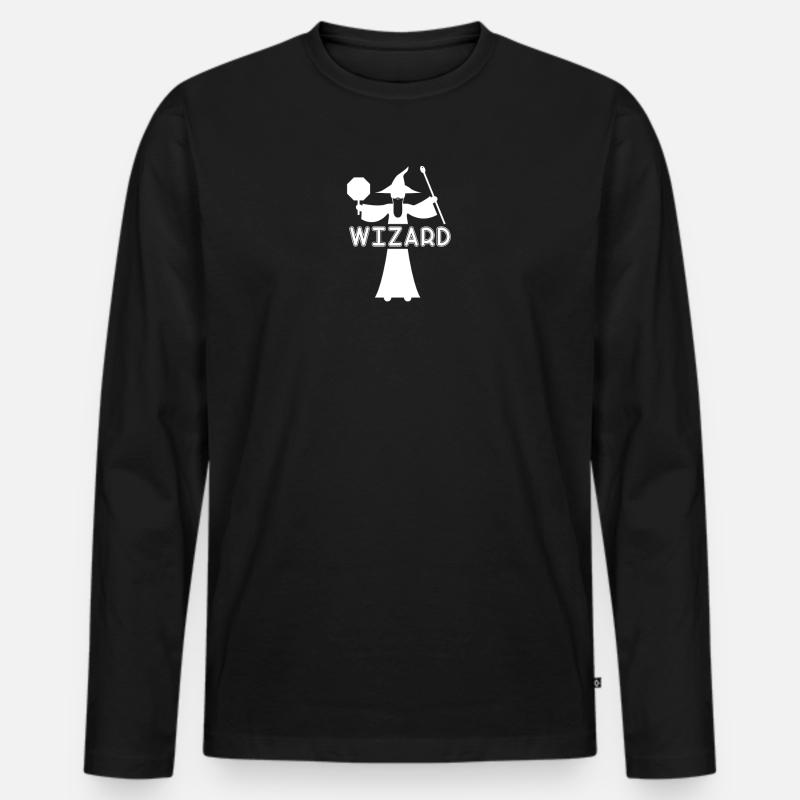 Wizard Silhouette mit Zauberstab - Männer Premium Bio Langarmshirt - Schwarz