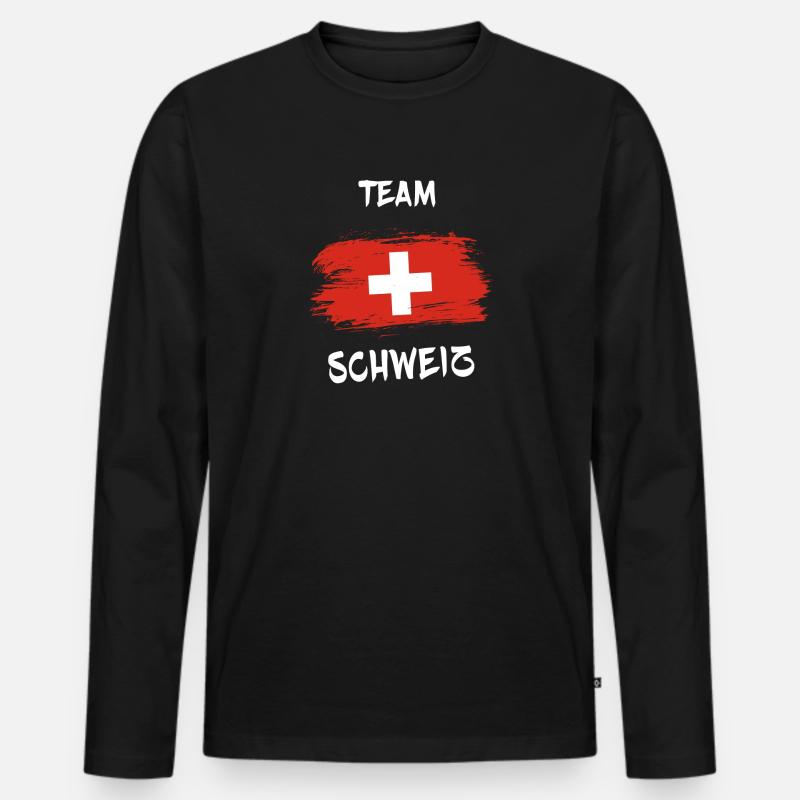 Schweiz Team Design - Männer Premium Bio Langarmshirt - Schwarz