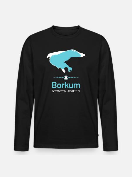 Borkum | Design-Landkarte - Männer Premium Bio Langarmshirt - Schwarz