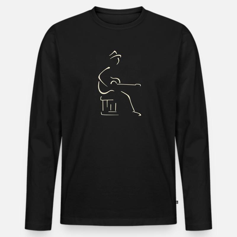 Blues-Gitarrist - Männer Premium Bio Langarmshirt - Schwarz