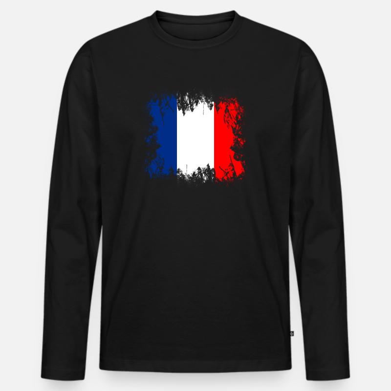Frankreich - Frankreich - Männer Premium Bio Langarmshirt - Schwarz