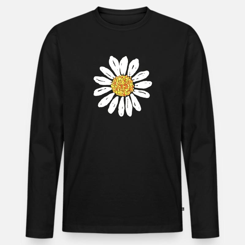 Blume der Gänseblume - Männer Premium Bio Langarmshirt - Schwarz