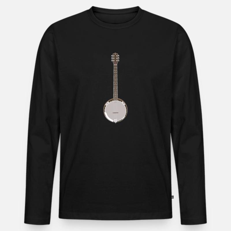Banjo - Einzel Banjo - Männer Premium Bio Langarmshirt - Schwarz