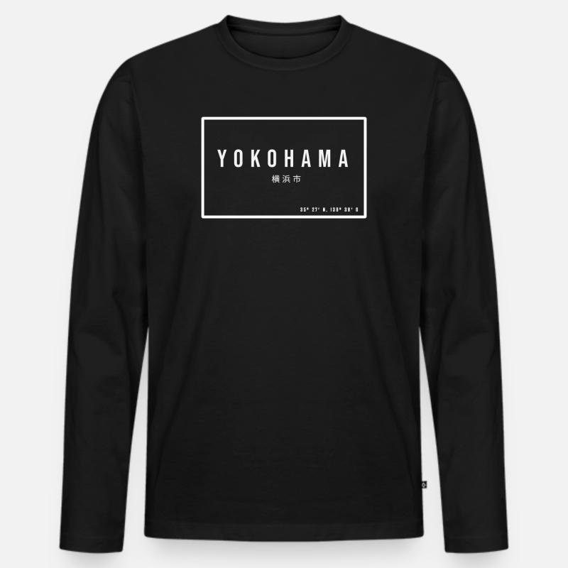 Yokohama - Männer Premium Bio Langarmshirt - Schwarz