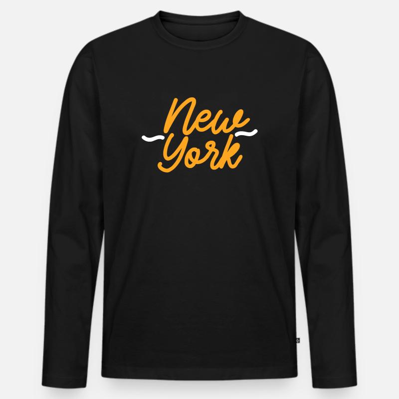 New York - Männer Premium Bio Langarmshirt - Schwarz