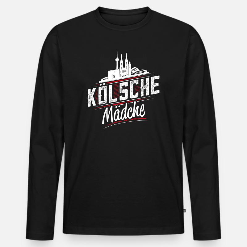Kölsche Mädche - Kölsches Mädchen - Köln - Männer Premium Bio Langarmshirt - Schwarz