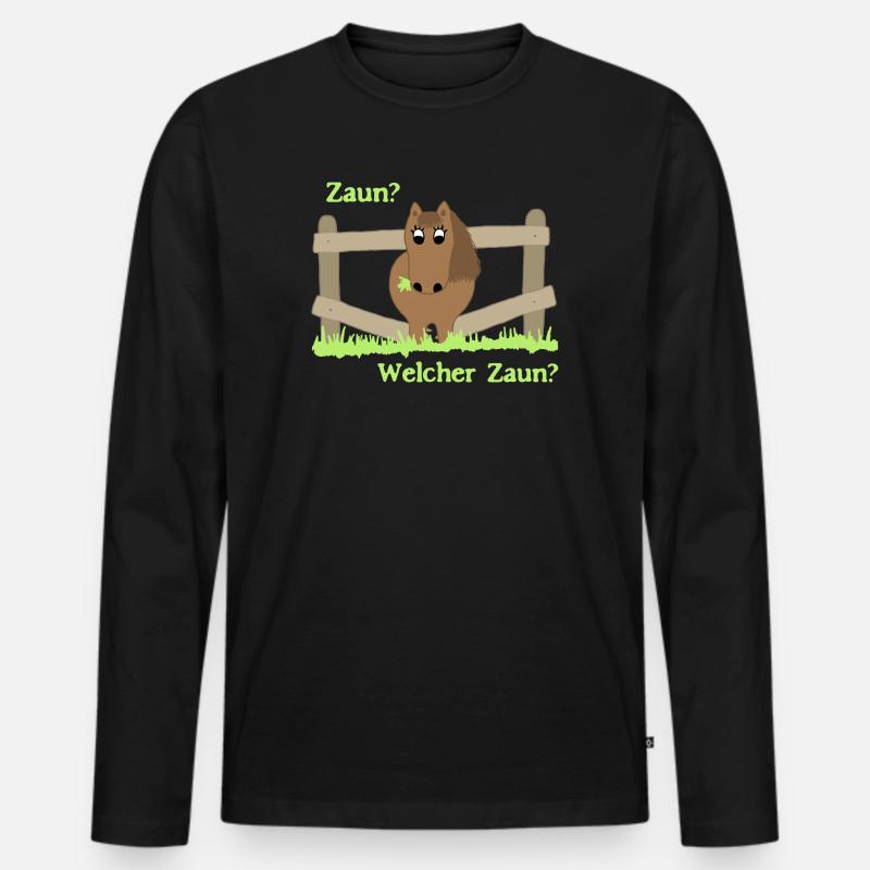 Unschuldiges Pony - Männer Premium Bio Langarmshirt - Schwarz