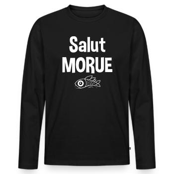 Salut morue - T-shirt manches longues Premium bio Homme - noir - Devant - Nico (187cm)