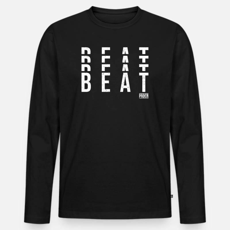 Beats Vertikale Typografie - Männer Premium Bio Langarmshirt - Schwarz