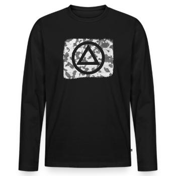 Logo symbole alcoolique anonyme AA NA anti alcool - T-shirt manches longues Premium bio Homme - noir - Devant - Nico (187cm)
