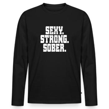 Sexy sobre forte abstinence sobre sans alcool - T-shirt manches longues Premium bio Homme - noir - Devant - Nico (187cm)