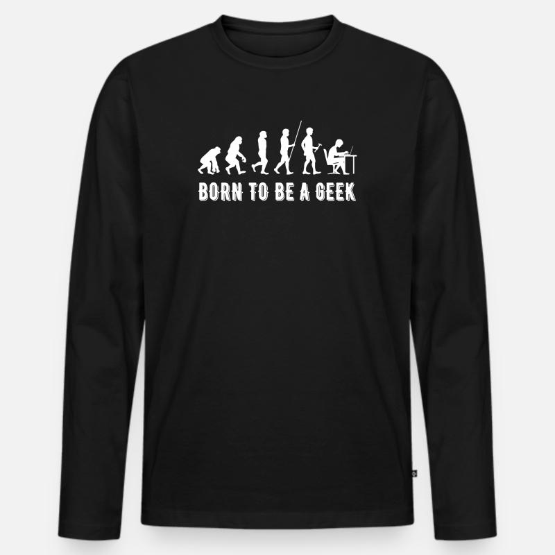 Né Geek: Évolution Tech - Männer Premium Bio Langarmshirt - Schwarz