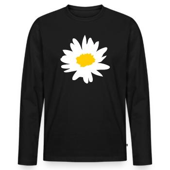 Margerite - Butterblume - Gänseblümchen - Männer Premium Bio Langarmshirt - Schwarz - Vorne - Nico (187cm)