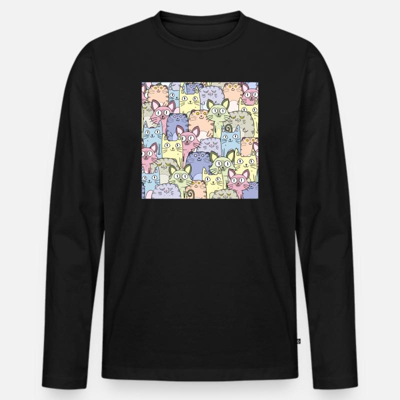 Cat Pattern Cat Wallpaper Cat Pattern Men's Premium Organic Long Sleeve Shirt